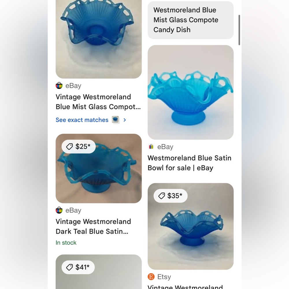 Westmoreland Dark Blue Satin Ruffled Edge Bowl. Vintage - Picture 8 of 10